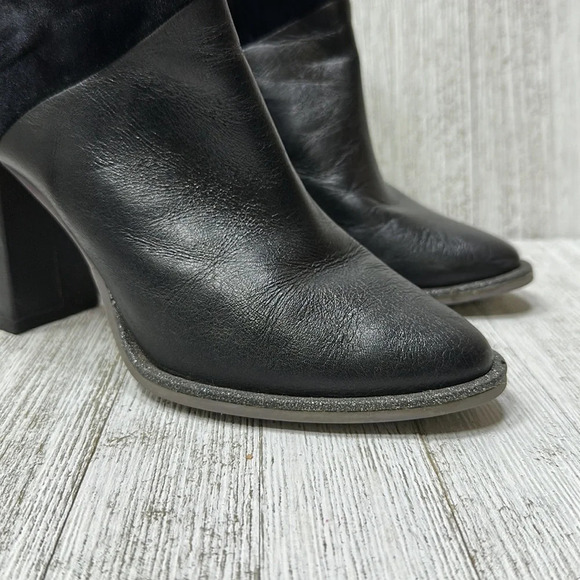 TED BAKER Leather/Suede Block Heel Booties - Picture 6 of 9